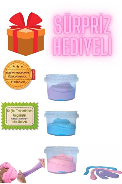 AVMmarketim Süpriz Hediyeli Ele Yapışmayan Slime 3 lü Slaym Pofuduk Sılaym Oyun Jeli
