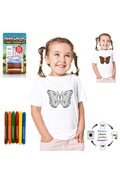 paint-wear Kelebek Boyama T-shirt 4-6 Yaş