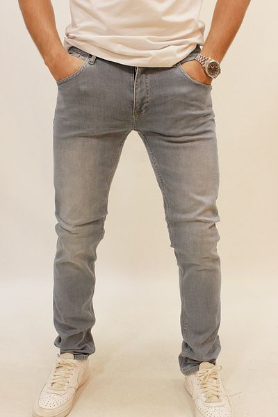 Twister Jeans Мъжки дънки слим крой PANAMA 637-01, синьо-сиви, изпрани, сиви