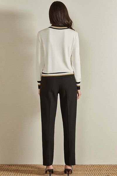 Guitar Long Sleeve Ecru Knitted Blouse
