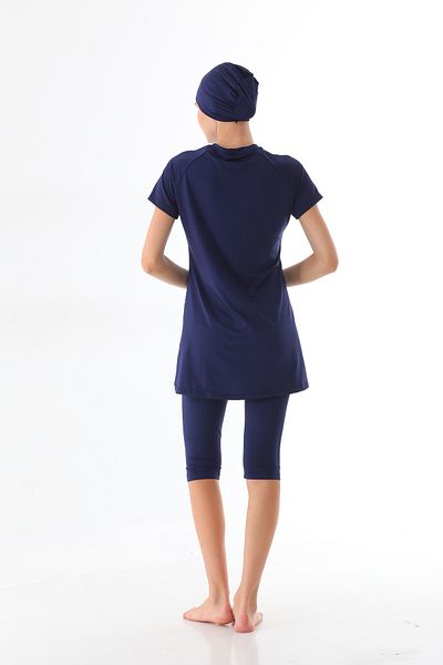 Elif Okur Short Sleeve Pool Swimsuit Navy Blue 7417