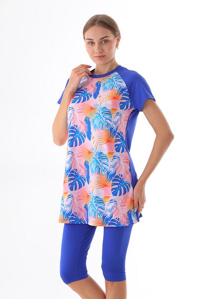 Elif Okur Short Sleeve Pool Swimsuit Saks-Pink 7415