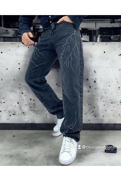 blue garage Bluegarage Lightning Anthracite Baggy Pants