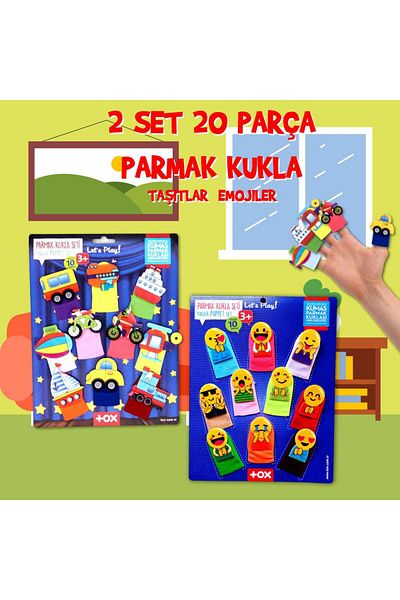 Tox 20 Pieces Vehicles and Emojis Set - Finger Puppet T106 T181