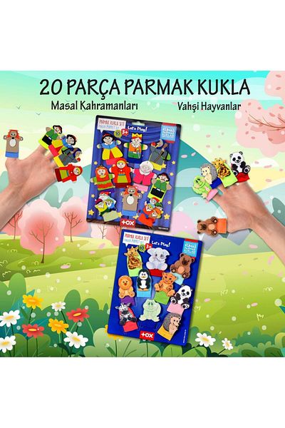 Tox 2 Set - 20 Pieces Fairy Tale Heroes and Wild Animals Finger Puppet T782 T225