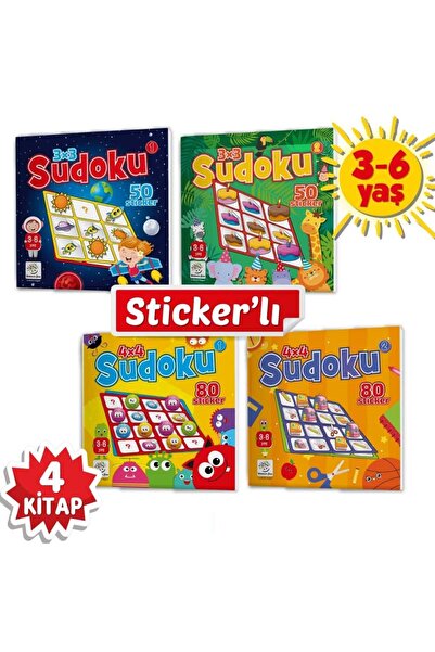 yükselen zeka Stickerli Sudoku Serisi (3-6 Yaş) - Dikkat Geliştiren Bulmacalar