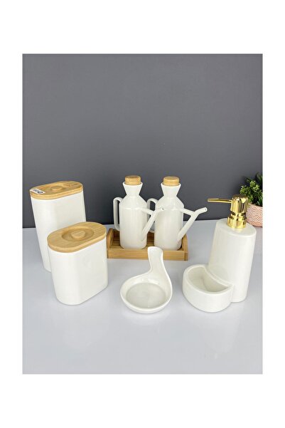 Doğudeko Alora Bambu Porselen 7 Li Mutfak Seti