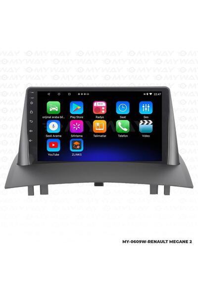 MYWAYY RENAULT MEGANE 2 ANDROİD 12 MULTİMEDYA CARPLAY 2GB RAM+32GB HDD NAVİGA...