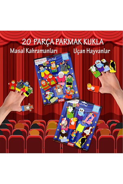 Tox 2 Set - 20 Pieces Fairy Tale Heroes and Flying Animals Finger Puppet