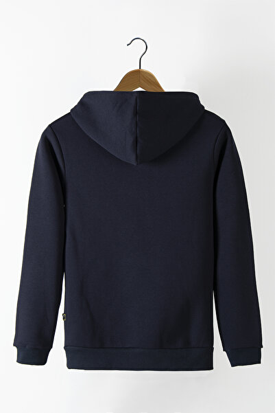 Terapi Men Erkek Lacivert Kapüşonlu Kanguru Cepli Basic Sweatshirt