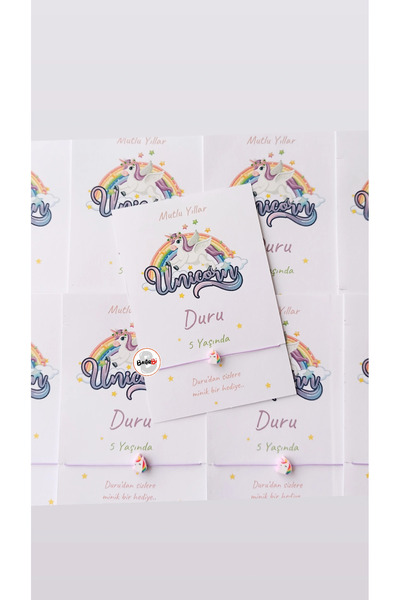 BastirBi Unicorn temalı doğum ve doğum günü hediyesi 30 adet