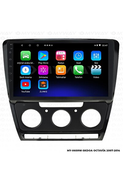 MYWAYY SKODA OCTAVİA ANDROİD 12 MULTİMEDYA CARPLAY 2GB RAM+32GB HDD 2007-2014...
