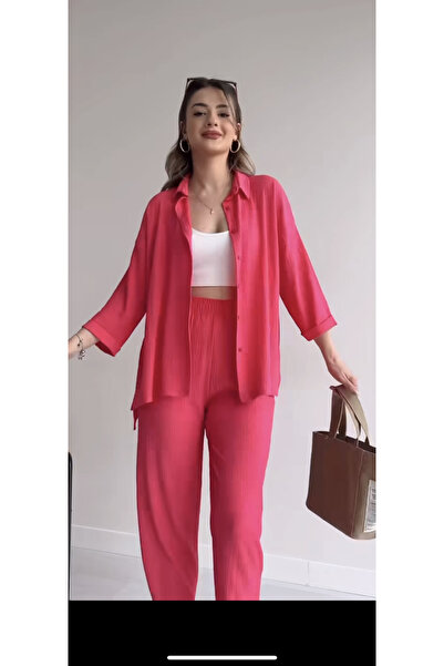 alenmoda Set cămașă Seersucker pentru femei