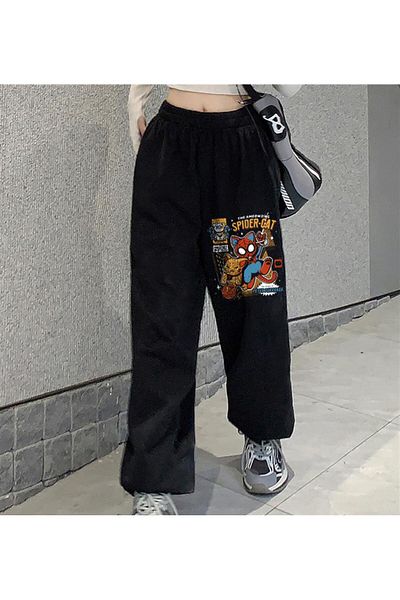 Touz Μαύρο φούτερ Unisex με στάμπα Spider-Cat