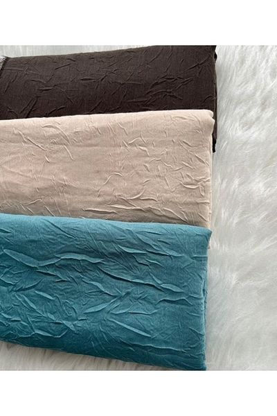 Trablus Hijab Women's Bamboo Scarf Shawl Model - Set of 3 Light Brown, Stone, Blue