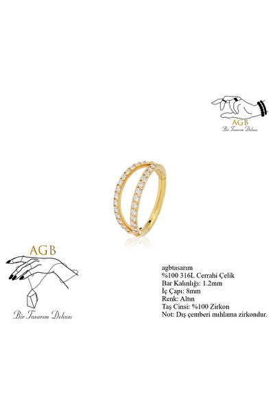 agbtasarım %100 ÇELİK "Septum, Nose, Helix" "Burun, Dudak, Kıkırdak" Çift Men...