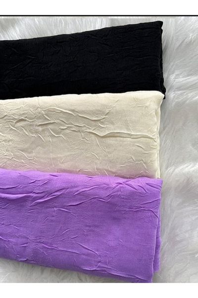 Trablus Hijab Women's Bamboo Scarf Shawl Model - Set of 3 Lilac, Black, Ecru