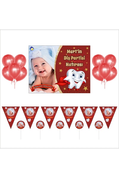 CiciMagnet مجموعة ديكورات لحفلات الأسنان ذات الطابع الأحمر