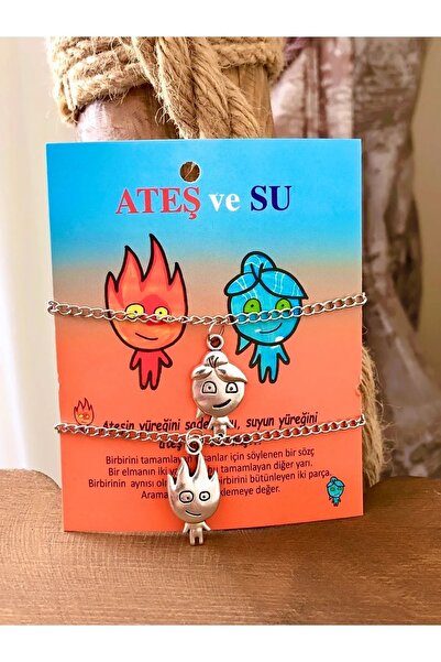 İYİ MODA Ateş Ve Su Bileklik Zincirli Sevgili Bilekliği Çift Arkadaş Bilekliği