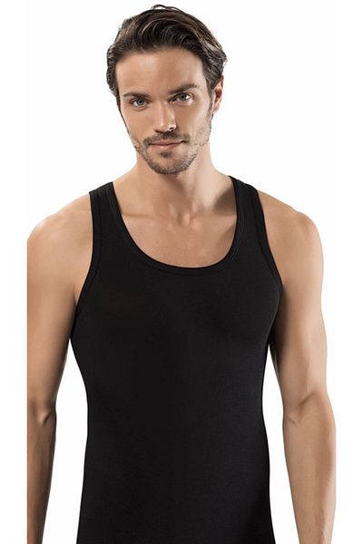 Dono Men's Black Color 3 Pack Extra Long Waist Covering Cotton Lycra Undershirt