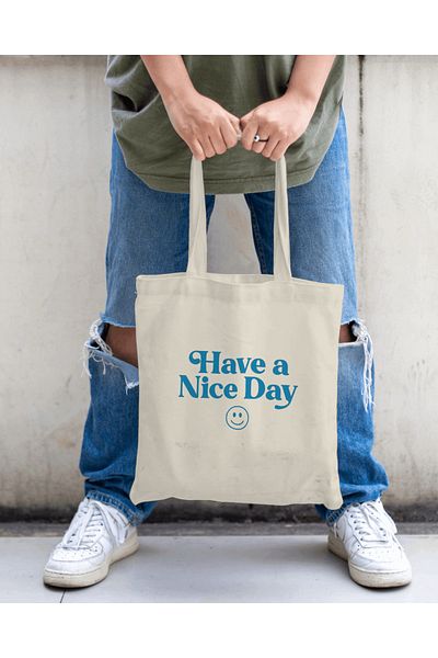 IVART Have A Nice Day Τυπωμένη βιολογική υφασμάτινη τσάντα Altan Gusseted