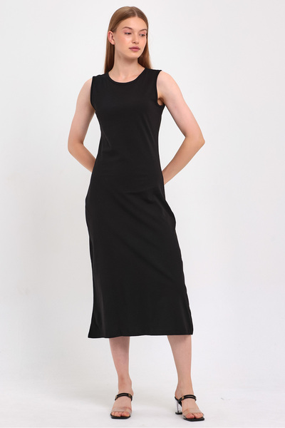 segrock Sıfır kol uzun elbise astarı pamuk kombinenzon