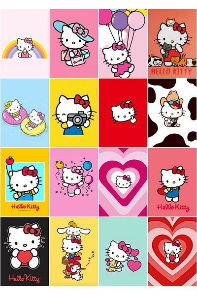 owl bag مجموعة ملصقات Hello Kity المتعددة المكونة من 16 قطعة