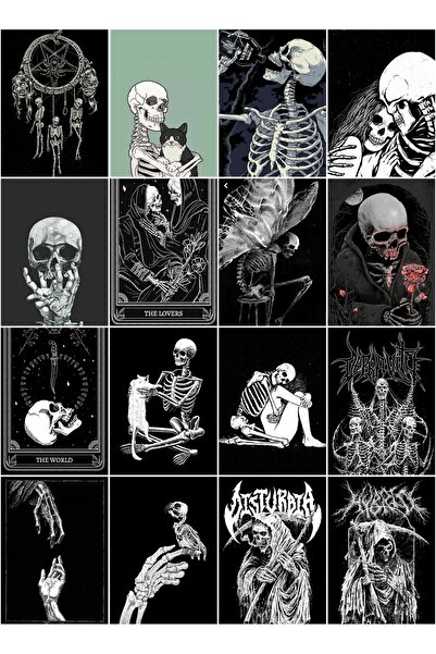 owl bag Set de autocolante cu craniu și dragoste multiplu de 16