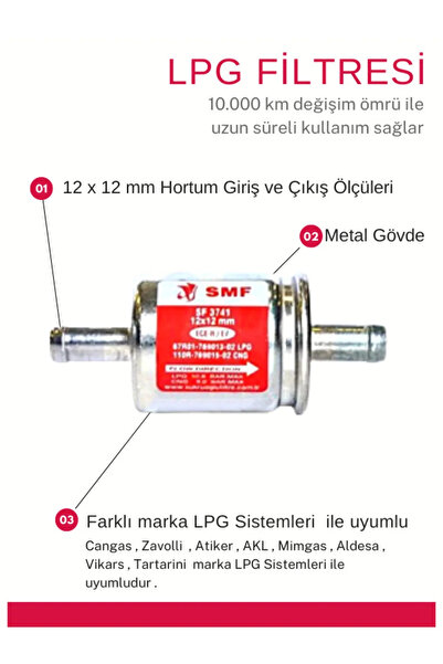 SMF 3741 12x12 Otogaz Lpg Filtresi 1 Adet (sıralı Lpg Sistem Olan Bütün Araçlara Uyumlu)