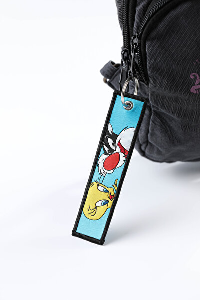 gokmentoy Tweety Double Sided Woven Fabric Keychain