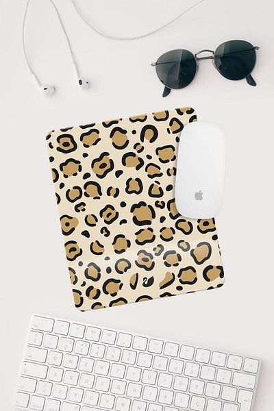 HobiShop Suport pentru încheietura mâinii cu model de leopard maro, dreptunghiular, mouse pad