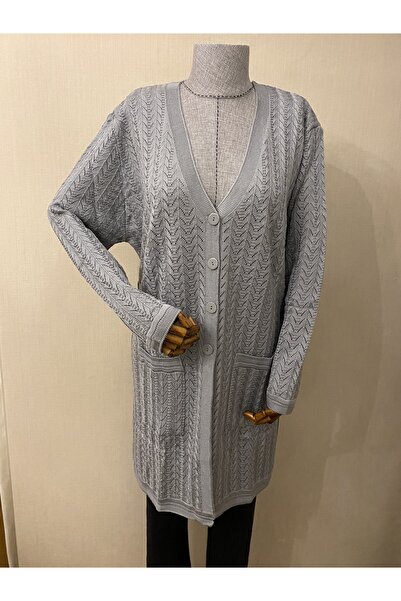 TEK Merserize Uzun Anne Hırka/ Gri