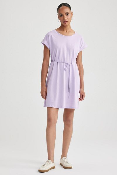 DeFacto A-Linien-Kleid mit Rundhalsausschnitt und kurzen Ärmeln aus 100 % Baumwolle