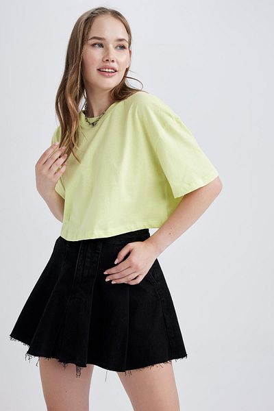 DeFacto Cool Oversize Φαρδύ Βαμβακερό κοντομάνικο μπλουζάκι B0651axns