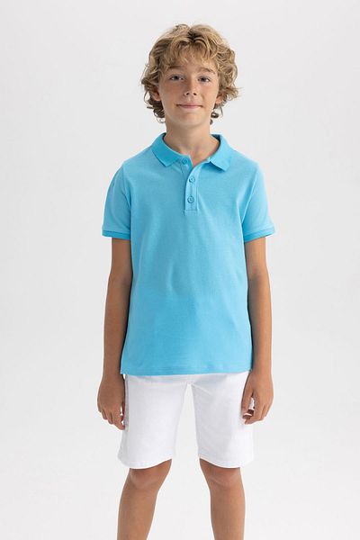 DeFacto Boy's Pique Short Sleeve Basic Plain Polo T-Shirt