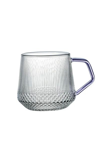 Yenigeldi 350 Ml Heat Resistant Striped Cup with Black Handle Borosilicate Coffee Tea and Presentation Cup