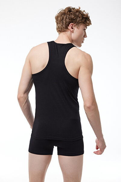 Malabadi Ανδρικό μαύρο 2 πακέτο Cotton Elastane Rambo Sportsman Singlet 094