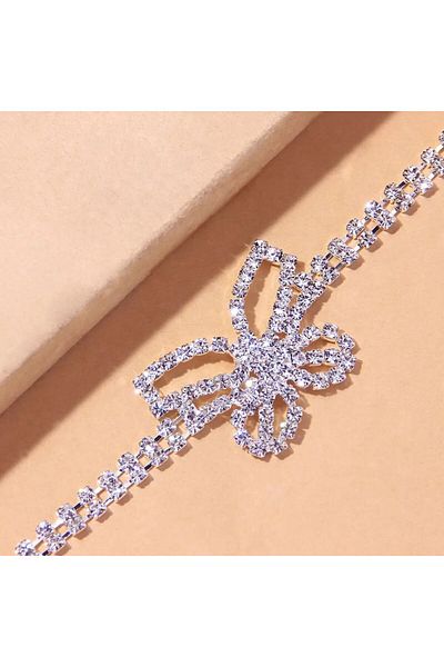 Flaner Paris Aksesuar Butterfly motif women's anklets with stones