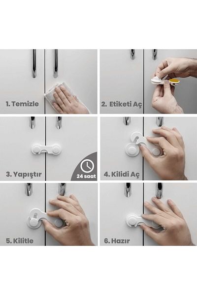 İdeal Baby 20-Piece Child Safety Safety Set 10 Cabinet Lock 4 Corner Protective Lock 6 Socket Cover