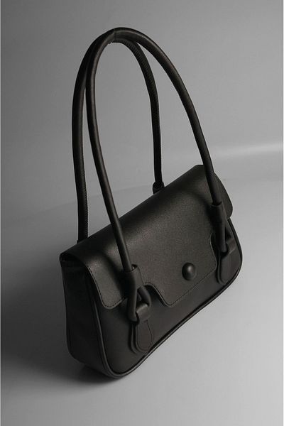 Rimense Women's Black Covered Lined Hand and Shoulder Bag