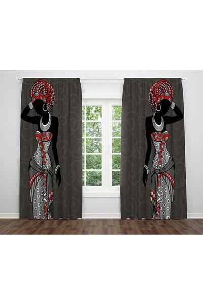 ALBANHOME Alban Home Ethnic Pattern Digital Printing Double Wing Background Curtain