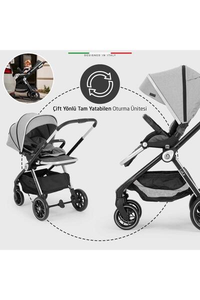 Elele Lula Çift Yönlü Bebek Arabası Gri-Siyah