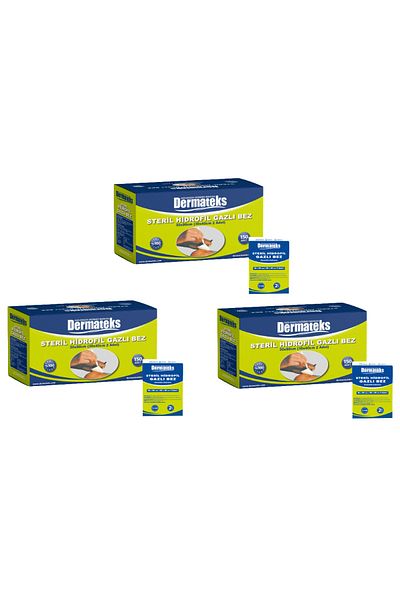 Dermateks ضاغط غاز معقم قطن 7,5 سم × 7,5 سم 4 طبقات 100 قطعة (3 قطع)