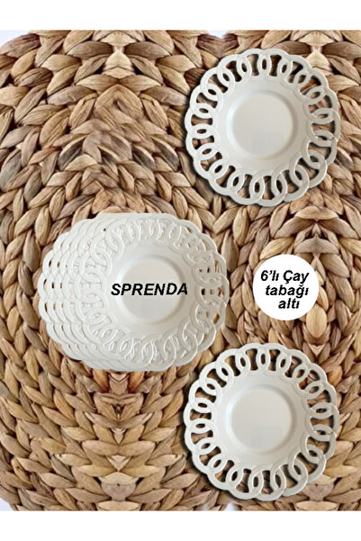 SPRENDA Çay Bardağı Tabağı 6’lı Set Porselen Görünümlü Bardak Altlığı Tabak