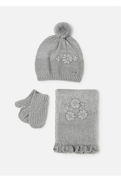 MAYORAL Baby Girl Scarf Beanie Gloves Set Gray 10535