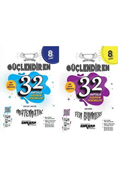 Ankara Yayınları ANKARA YAYINCILIK 32 HAFTALIK MATEMATİK FEN BİLİMLERİ DENEME...