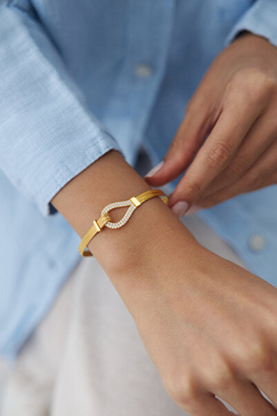 YAVUZ KUYUMCULUK 14 Ayar Altın Trabzon Hasır Taşlı Damla Bileklik