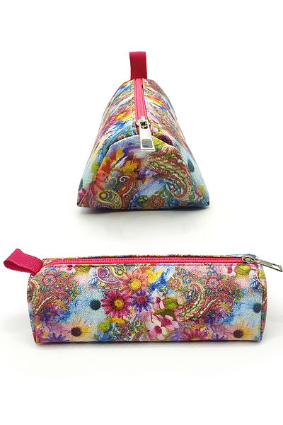 Limmy Μολυβοθήκη Ethnic Flower Buta Pattern Vegan Jumbo Θήκη για στυλό - τρίγωνο