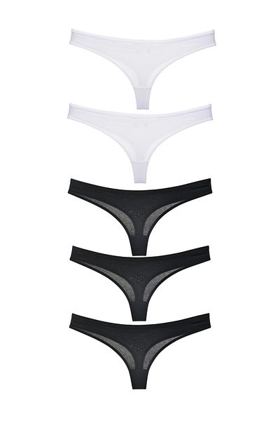 yokyokcollection Gecko Women's - Elastic String Thong Panties 5 Pieces