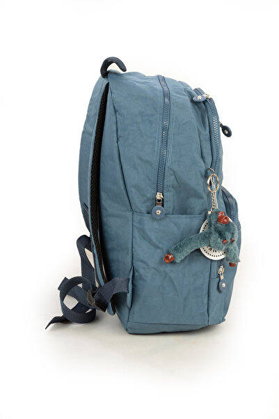 İMAKS Αδιάβροχο Crinkle / Clinkir Ύφασμα Πολλαπλών Διαμερισμάτων Μεσαίο Σακίδιο πλάτης και Σχολική Τσάντα Μπλε 0706